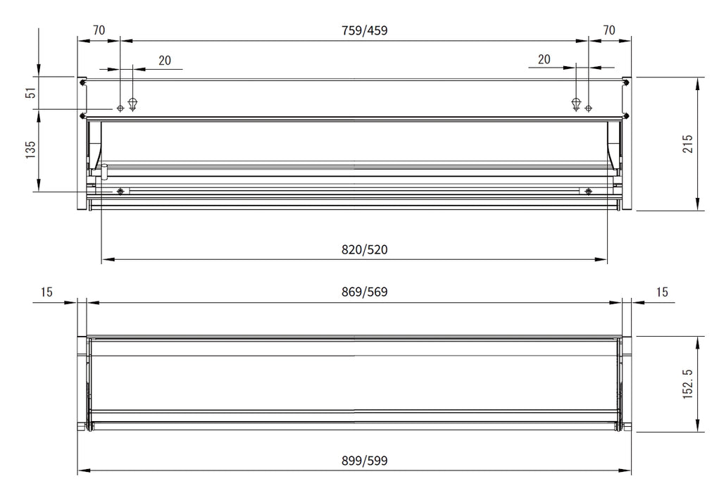 日本 TAIYO 隱藏式收納盒｜雙層 60/90cm｜調味料罐收納