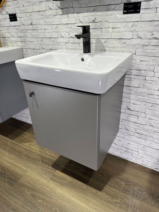 [好德訂製] 莫蘭迪色 單開門防水浴櫃+面盆組｜50-60cm