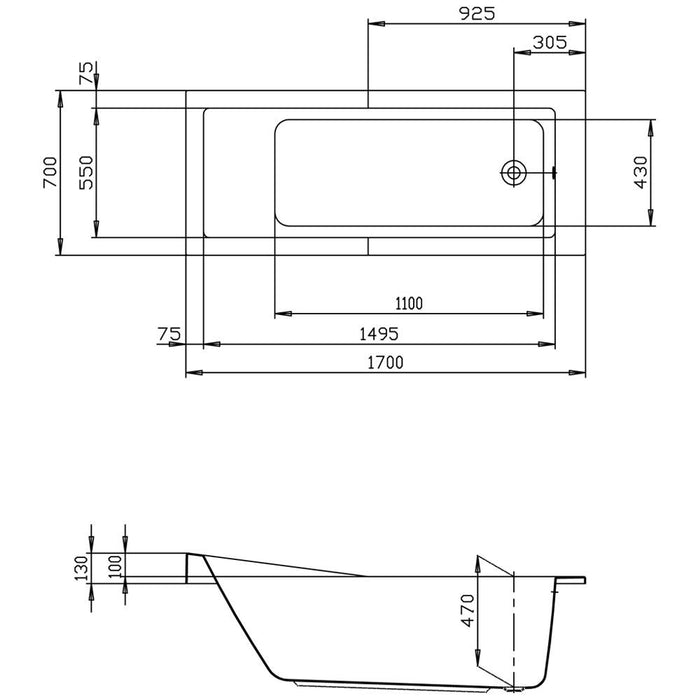 德國 HOESCH Foster 170cm 壓克力嵌入式浴缸(深度47cm) - 限台中以北