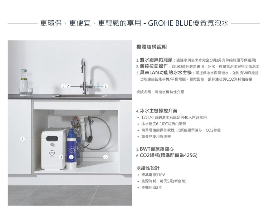 德國 Grohe BLUE® 氣泡水機 (含基本安裝) - 自製冰水