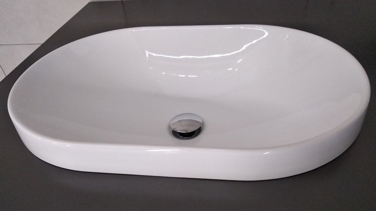 Geberit Variform 橢圓型半嵌台上盆｜無龍頭孔