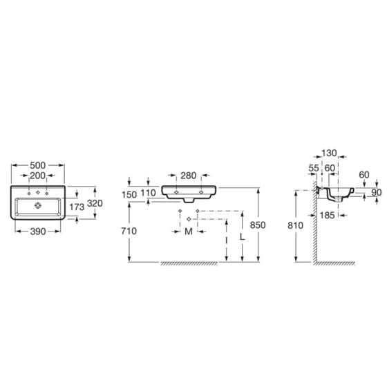 Roca Dama 50x32cm 台上盆｜有置物平台