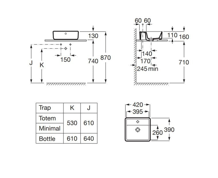 西班牙 Roca Gap 42x39cm 方形台上盆