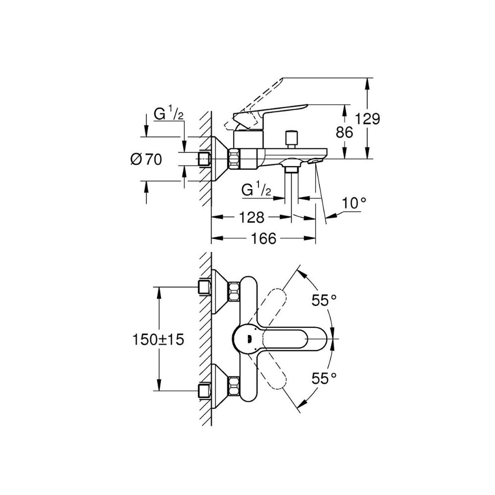 高儀 Grohe Eurosmart C 單把手浴缸/淋浴龍頭 雙出水 32831000 — 好德 Better Choice