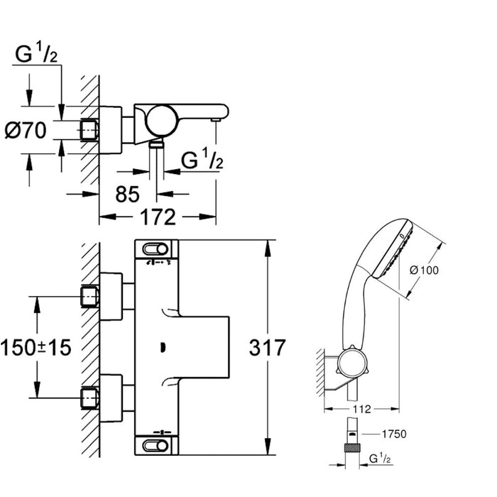 高儀 Grohe 2000 檯面瀑布龍頭 - 沐浴組｜雙出水