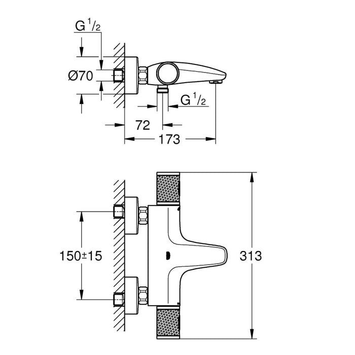 Grohe Grohtherm 1000 P 恆溫龍頭｜雙出水